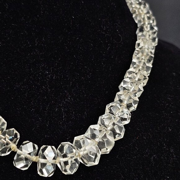 Vintage Crystal Glass Graduated 15" Choker Necklace Amazing Piece - Picture 4 of 13